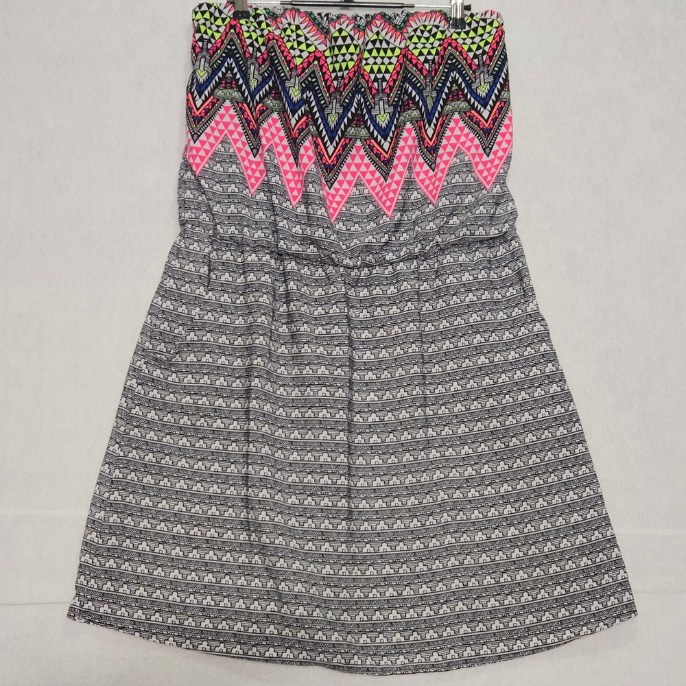 Xhilaration Strapless Maxi Dress Aztec Print Elastic‎ Waist Pockets XL ptp: 21"
